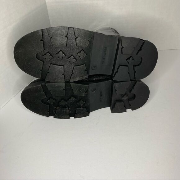 Steve Madden Boots Girls Trap Black Patent Leather Side Zip Glitter Chunky 4 - Picture 11 of 12